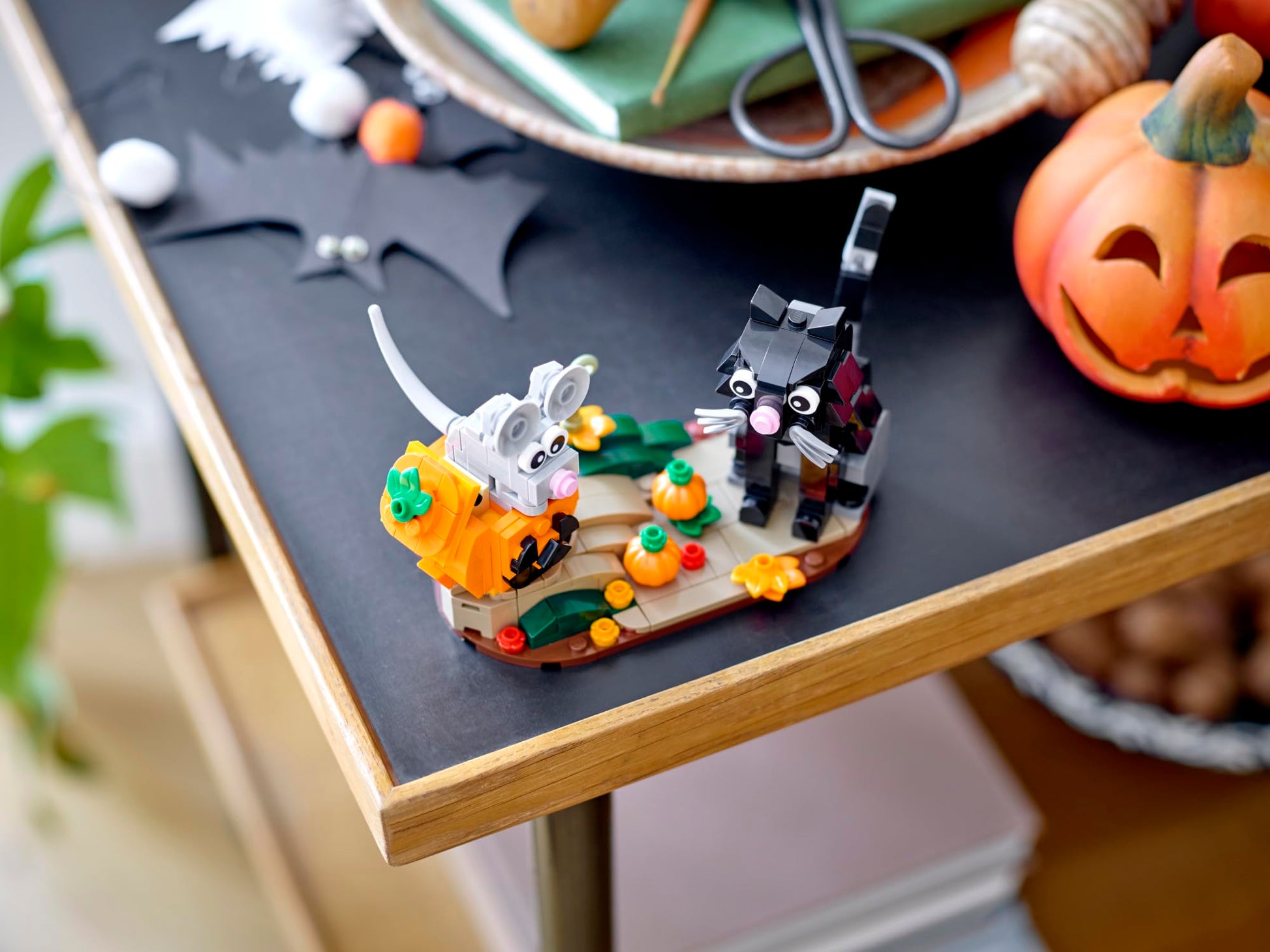 LEGO Halloween Cat & Mouse 40570 Building Kit, Whimsical Halloween Dtecor with Adorable Cat, Mouse, and Pumpkin Toys, Halloween Toy