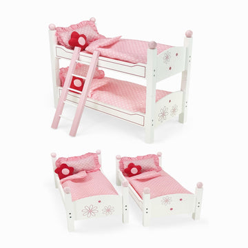 Emily Rose 18 Inch Doll Stackable Beds - Bunk Bed with Floral Bedding Sets