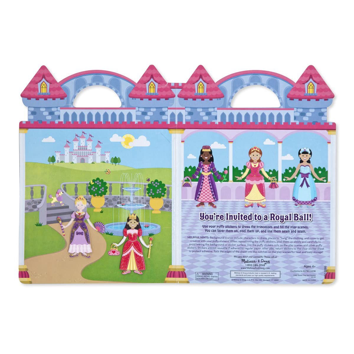 Melissa & Doug Princess: Puffy Sticker Play Set Bundle with 1 Theme Compatible M&D Scratch Fun Mini-Pad (09100)