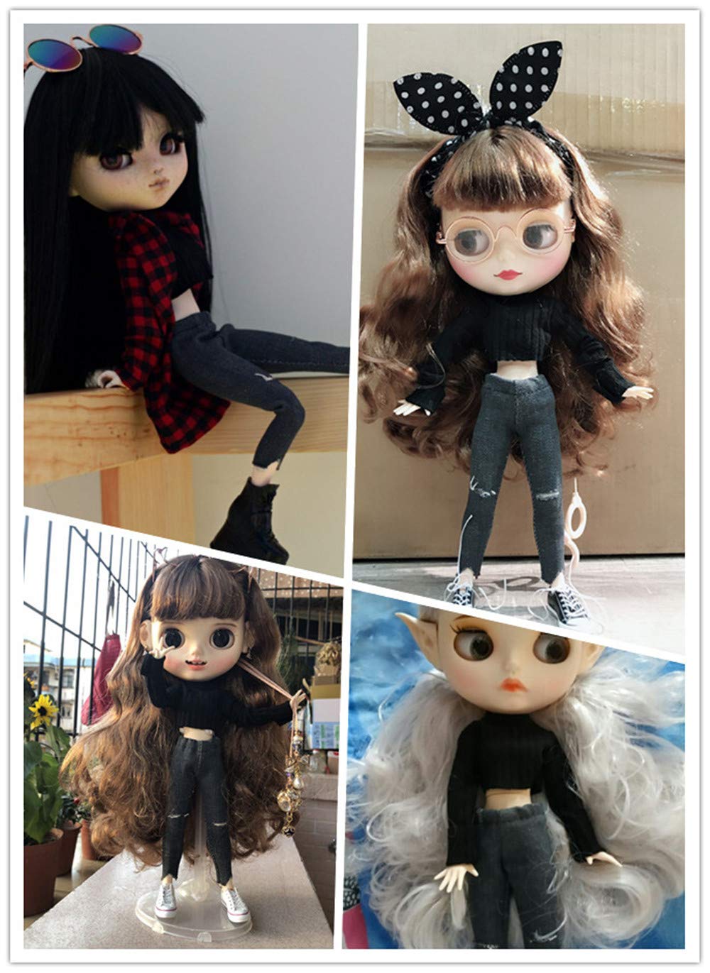 DoubleWood Handmade Casual Sweater & Jean/Pants Replacement for Blythe & Pullip Dolls, 1/6 Fashion Doll Clothing Set Accessories