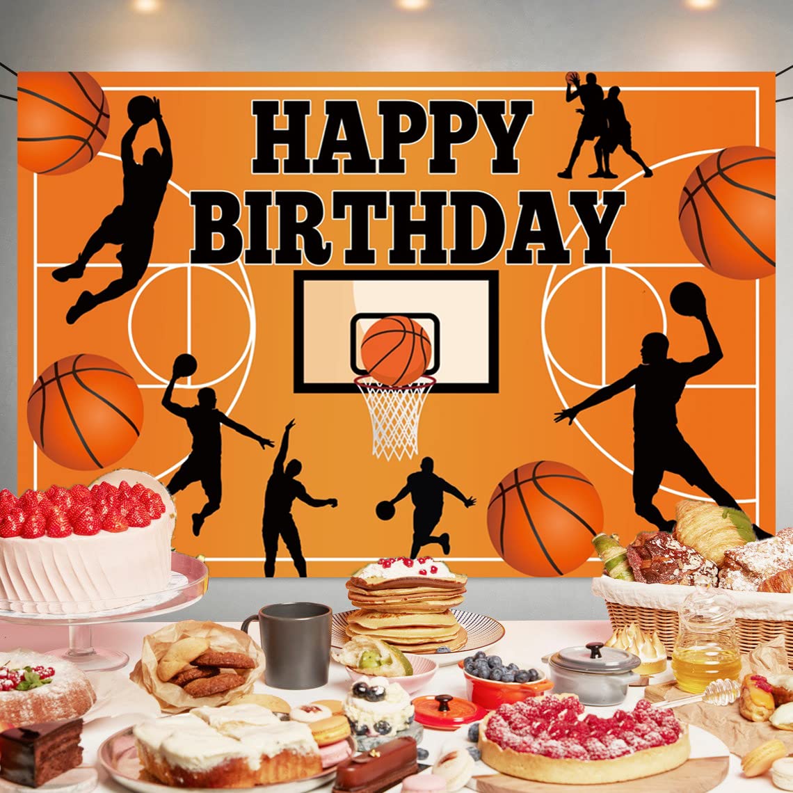 Basketball Themed Birthday Party Decoration Basketball Happy Birthday Backdrop Photo Background Banner Poster for Basketball Party Decorations Party