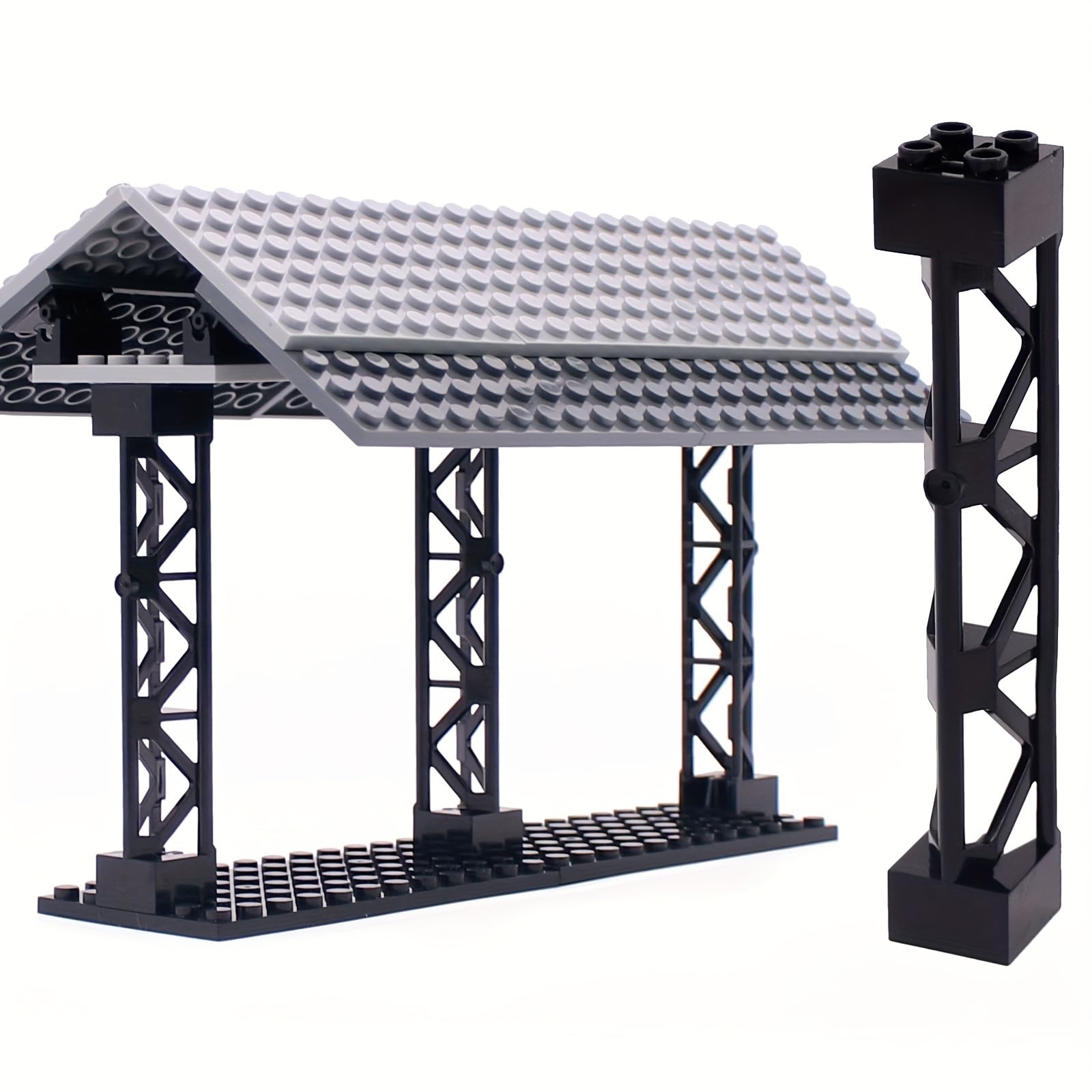 Classic Bulk Support Beam, 50 Pieces Dark Gray Support 2x2x10 Girder Triangular Vertical, Compatible with Lego Parts and Pieces Support Beam(Color
