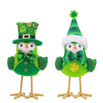 PHKCOCOC St. Patrick's Day Featherly Friends Plush Bird Decorations - Perfect Home Decor for St. Patrick's Day