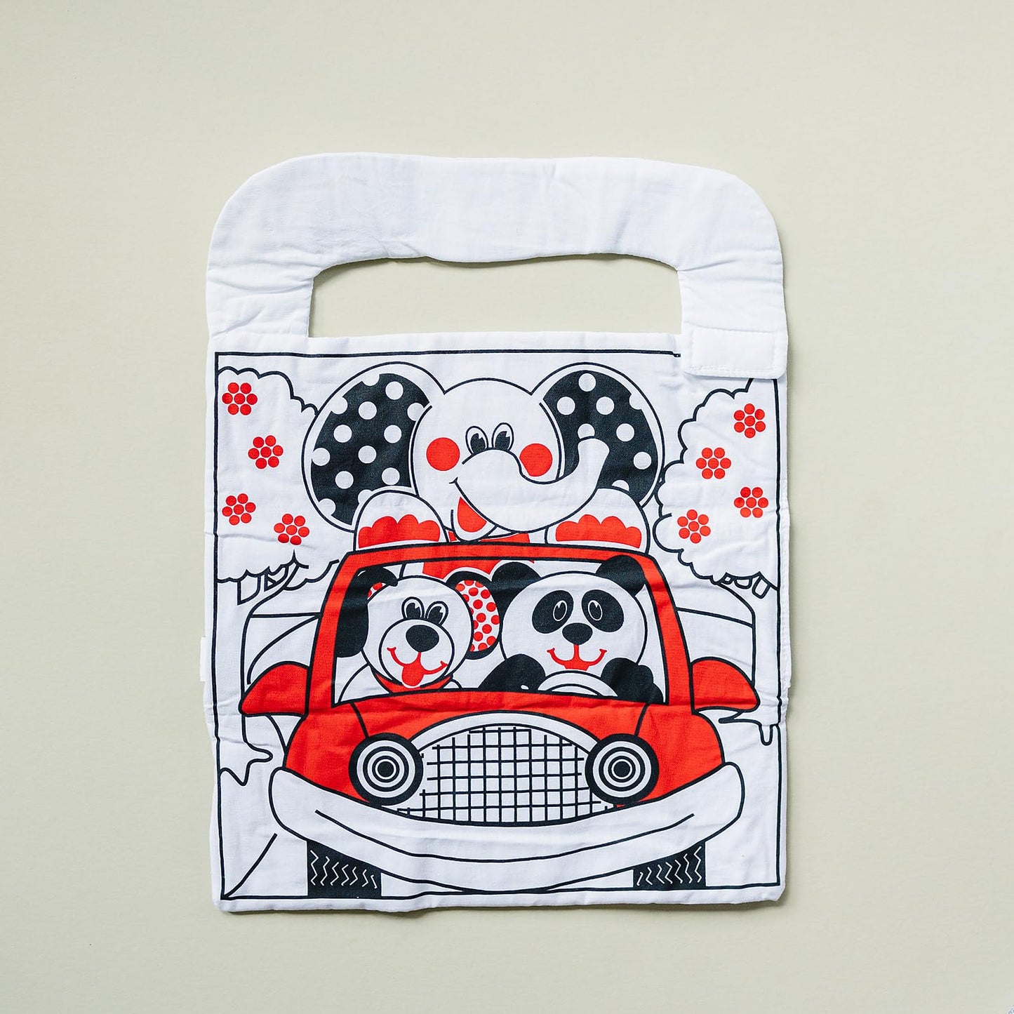 Genius Baby Toys Infant Car Seat Toy, Reversible Activity Center with Baby Safe Mirror, High Contrast Images, Animal Panel & Storage Pocket, Easy