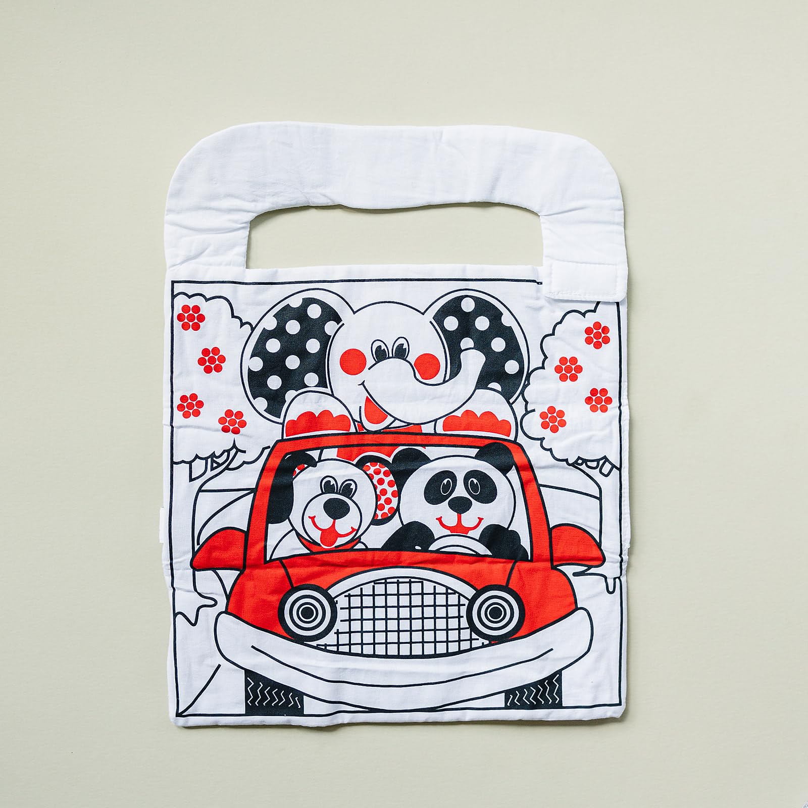 Genius Baby Toys Infant Car Seat Toy, Reversible Activity Center with Baby Safe Mirror, High Contrast Images, Animal Panel & Storage Pocket, Easy
