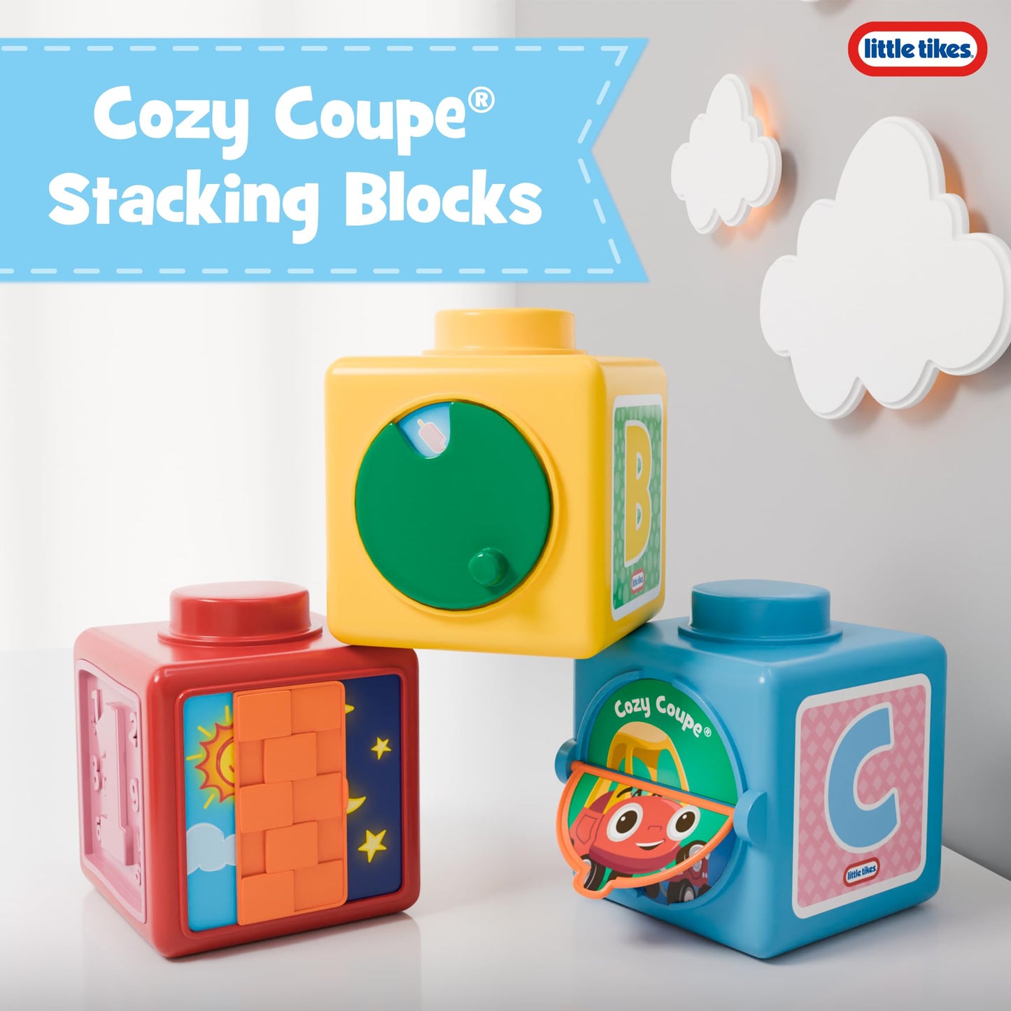 Lollipop Cozy Coupe Baby Stacking Blocks - Colorful Toddler Toy for Sensory Play - Ideal Baby Toys for 6 Months to 1 Year Old Boys and Girls - Fun