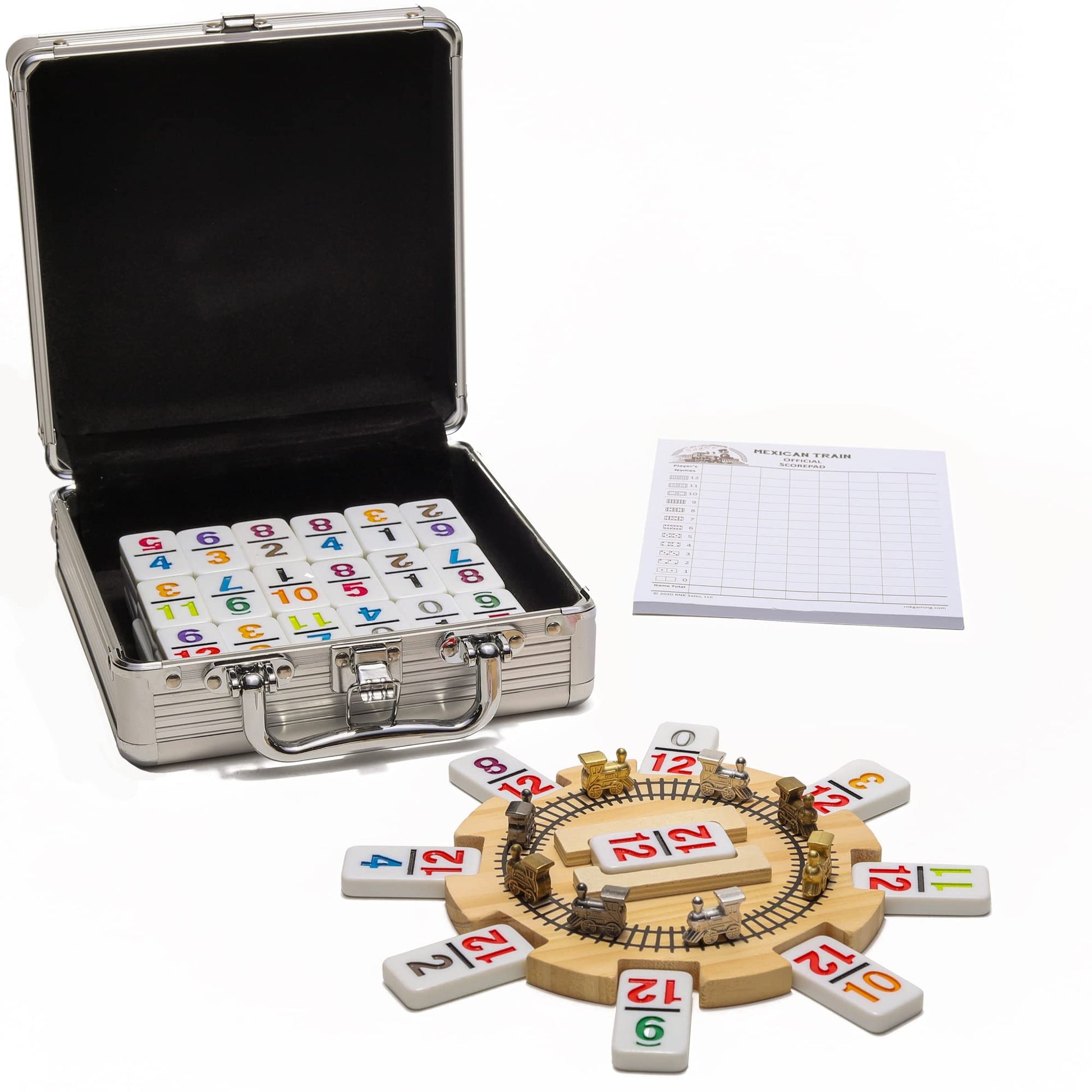 RNK Gaming Mexican Train Dominoes Set Double 12 Color with Numbers