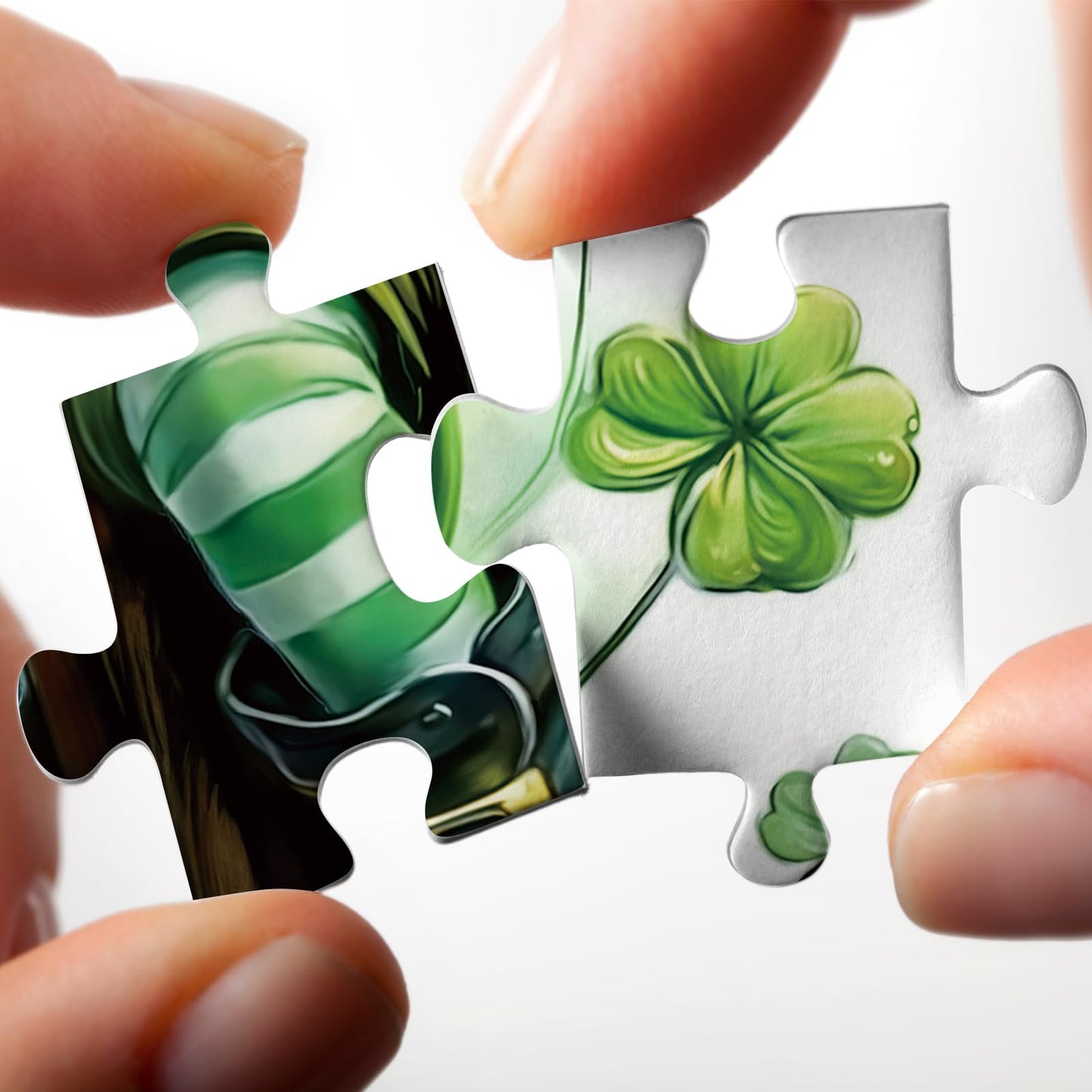 Larkipuzz Green Cute Gnome Puzzles for Adults 1000 Pieces, Art Holiday Plant Coin Jigsaw Puzzles, Beautiful Difficult Dwarf Puzzle