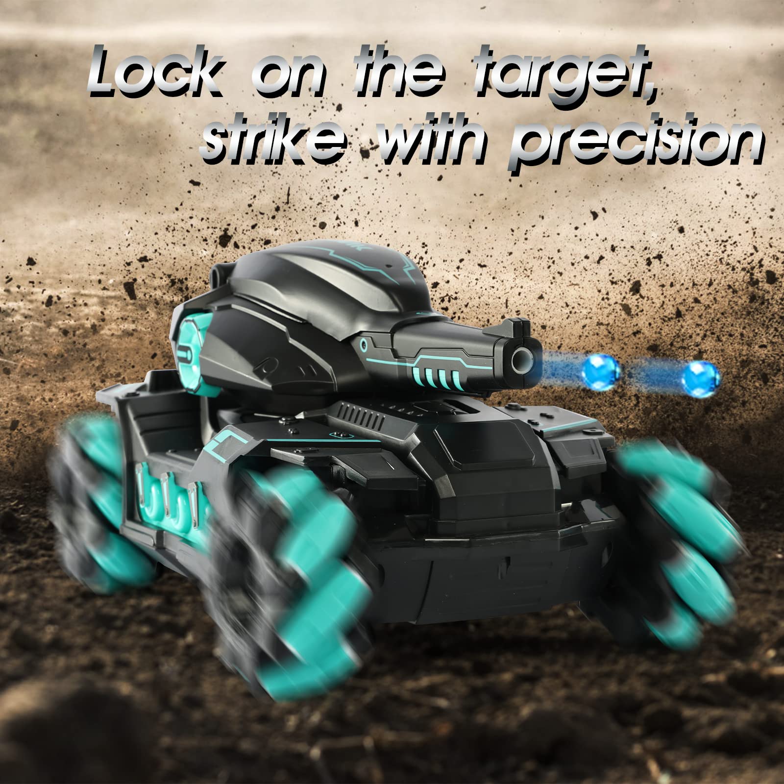 RC Tank That Shoots BBS, Nerf Tank Toy Kids Gift, RC-Remote-Control-Tank-Toy for 8 Year Old Boy Toys, Hand Controlled RC Car with Water Bullet, Nerf