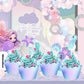 YOMINY Mermaid Cupcake Toppers and Wrappers, 40 pcs Double Side Little Mermaid Theme Decoration,Under The Sea Theme, Baby Shower Birthday Party Favor
