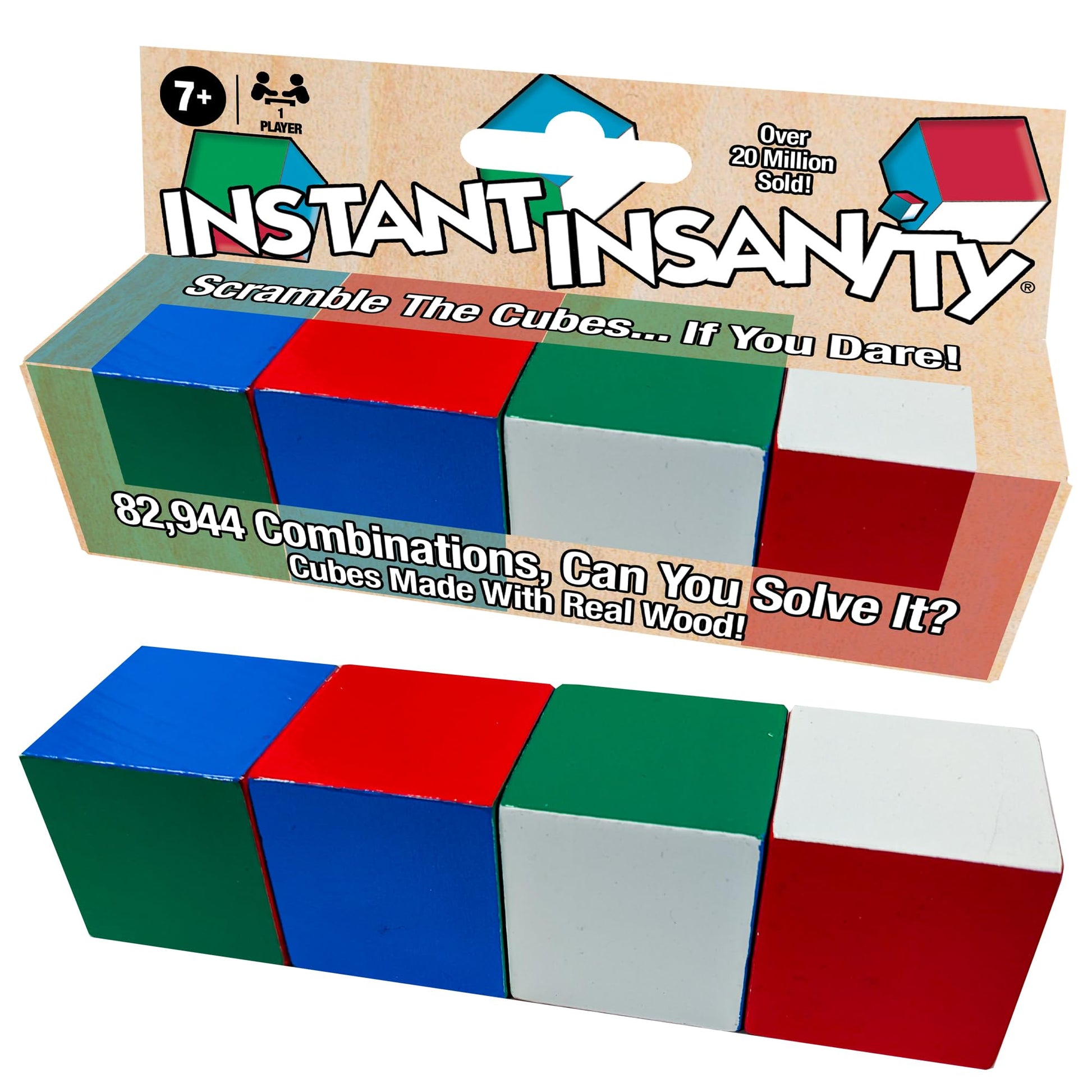 Instant Insanity Wood, Brain Teaser Puzzle, by Winning Moves Games USA