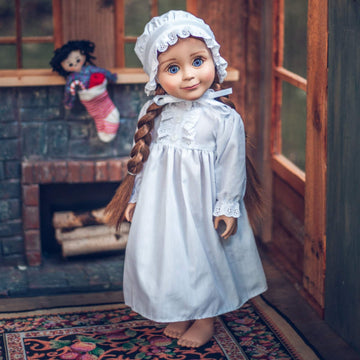 The Queen's Treasures 18 Inch Doll Clothes, Officially Licensed Little House on The Prairie Sleepwear Outfit. Full Length Nightgown and Nightcap