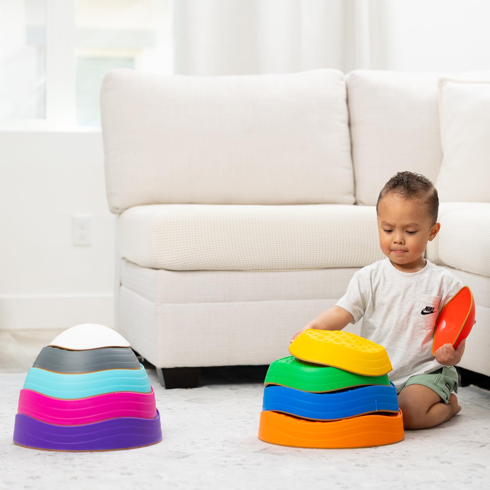 SRO Solutions Stepping Stones for Kids | 10 Piece Balance & Sensory Play Set, Toddler Stepping Stones with Educational Cards, Indoor & Outdoor