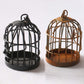 2Pcs Black Miniature Doll House Birdcage Ornament Model Home Desktop Decor Gift,Mini Miniature Doll Fairy Garden Ornaments Shelf Home Micro Landscape