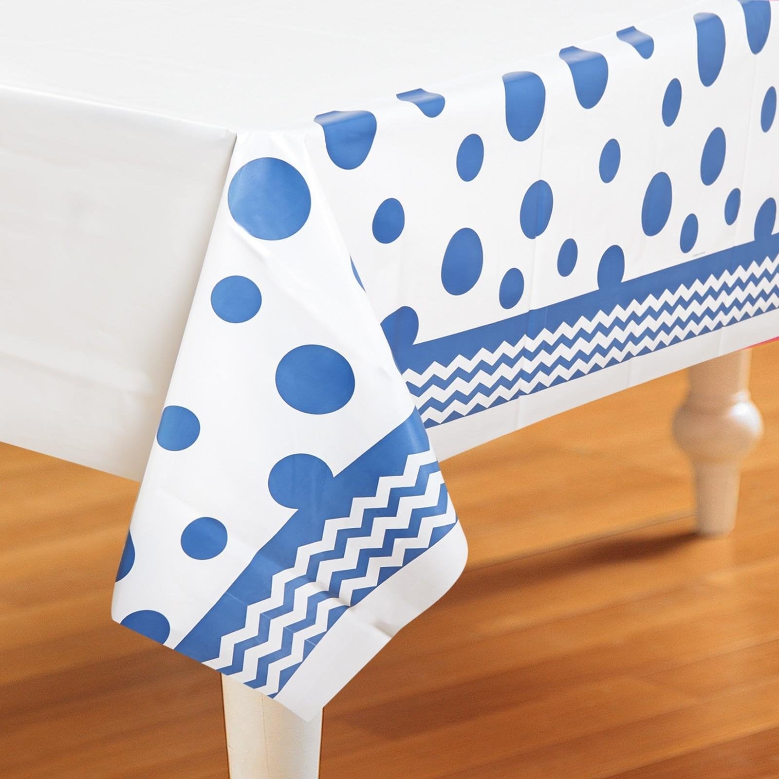 Creative Converting Celebrations Plastic Table Cover, 54 by 108", True Blue