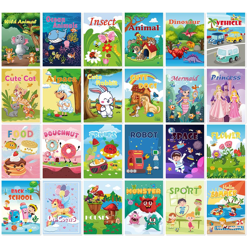 Aannanl 24 Mini Coloring Books Suitable for Kids Ages 2-4 and 4-8,Small Party Gifts,Bulk Birthday Gifts,Gift Bag fillers Include