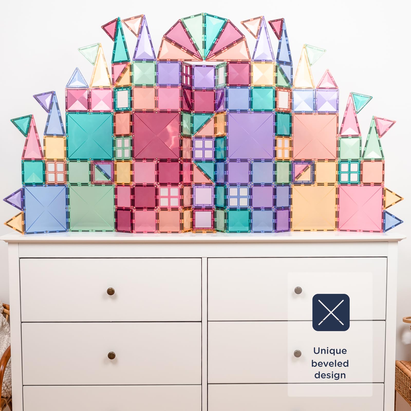 CONNETIX Magnetic Tiles Pastel Creative Pack, 120 Pieces
