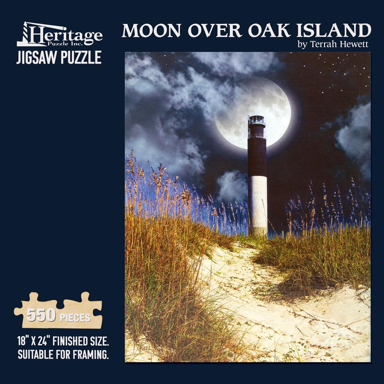 Heritage Puzzle Moon Over Oak Island by Terrah Hewett 550 Pieces