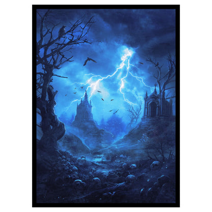 Realm Guard - 100ct Textured Matte TCG/MTG Card Art Sleeves (Blue/Black Graveyard)