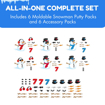 Build Buddiez Snowman - 6 Pack Party Bucket | DIY Craft Set with Putty & Accessories | Build, Decorate & Display Your Own Snowmen | Fun Winter