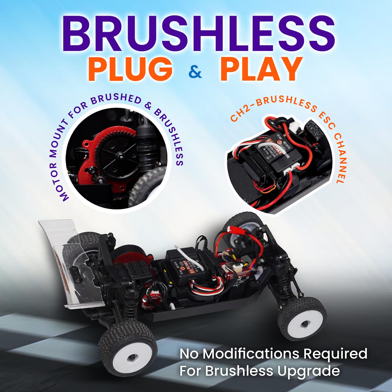 HOBBYPLUS Speck B 1/24 2WD Mini RC Car - RTR RC Buggy, Fast Mini Racing Buggy, Brushless Ready with Oil-Filled Shocks - Indoor Remote Control Car