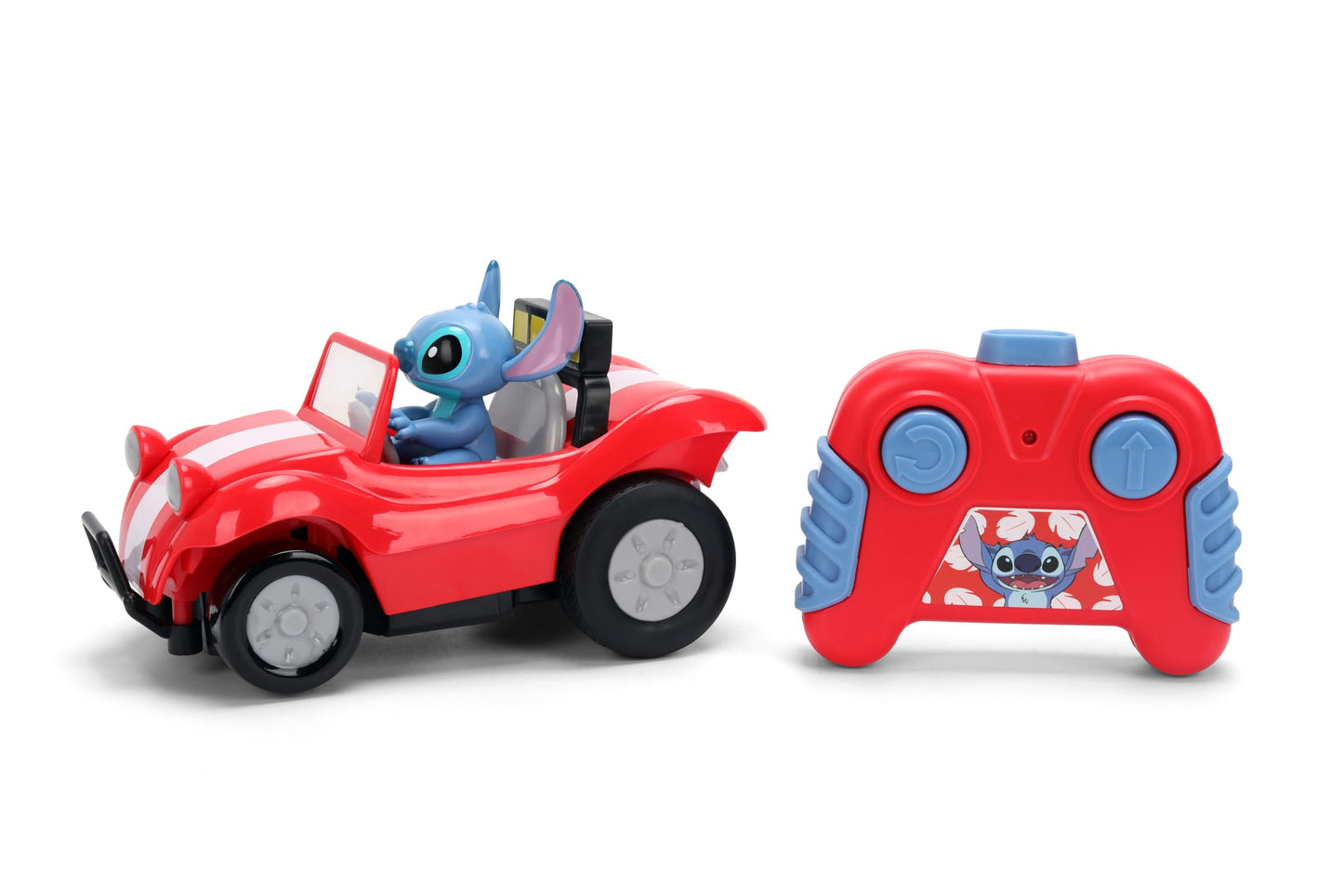 Jada Toys 1:32 RC Disney Stitch Buggy - Simple Function Remote Control Car with Built-in Stitch Figure and 5.5" Body - Kid-Friendly RC Vehicle