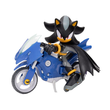 Sonic The Hedgehog DC x Sonic Shadow as Batman & Batcycle Action Figure Set, 5"/13cm, 22 Points of Articulation, Moving Wheels, Working Kickstand