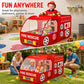 Kiddey Fire Truck Play Tent for Kids - Firetruck Tents with Sirens and Fireman Sound Button for Girls, Boys, & Toddlers Gifts - Red Fire Engine Pop Up
