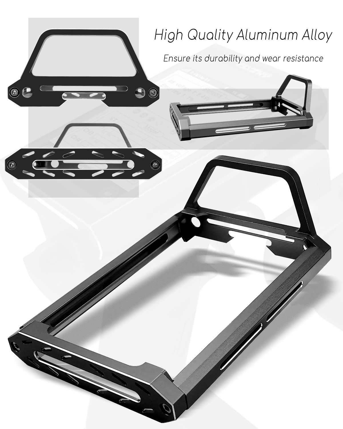 Aluminum Alloy RC Car Transmitter Protector Frame Fit for Flysky Noble NB4 and NB4 Pro/Lite, Metal Bracket Holder Shell Support, Black