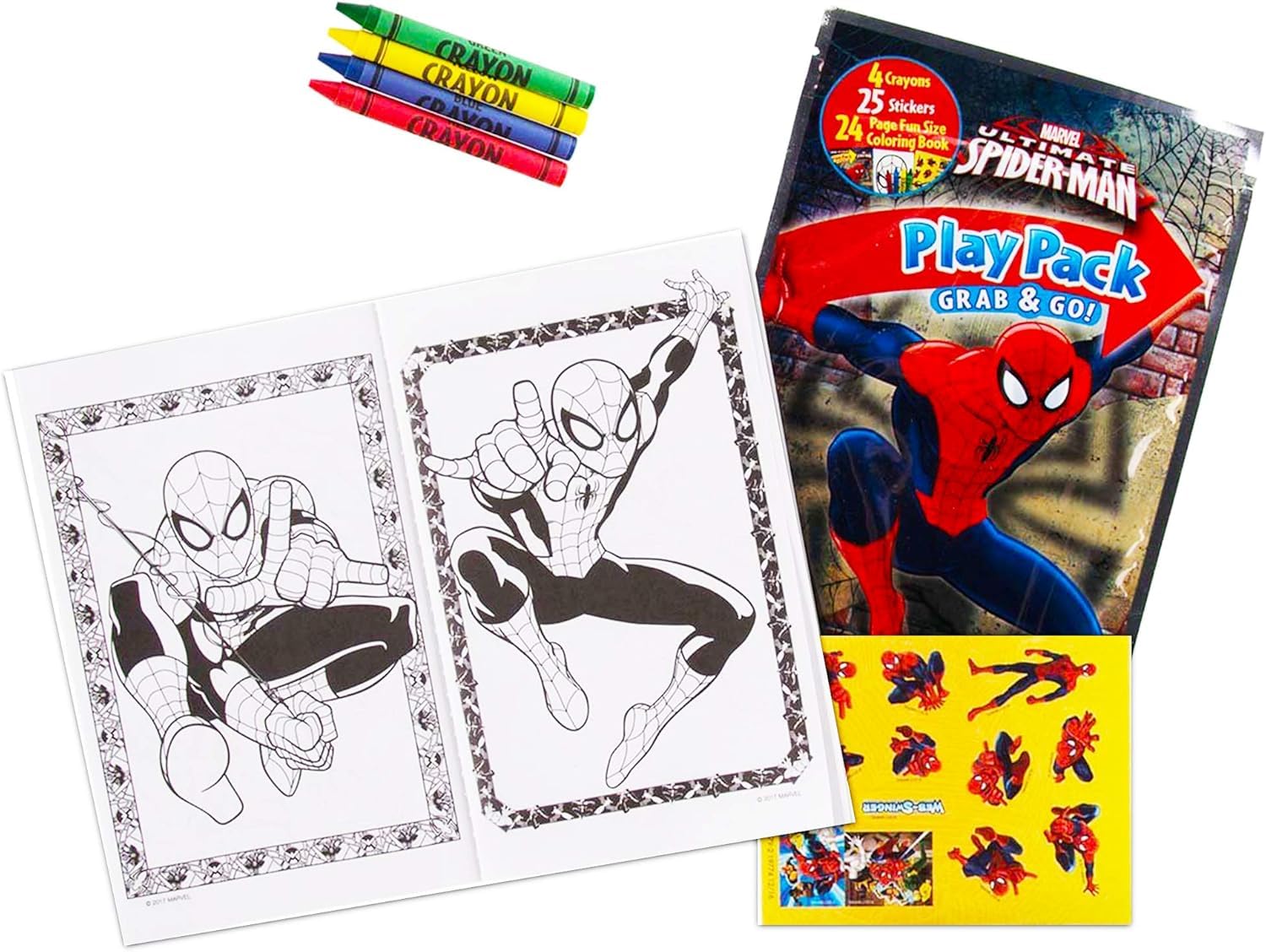 Marvel Spiderman Ultimate Coloring Book Set - 3 Spiderman Activity Books with Spider-Man Tattoos and Stickers