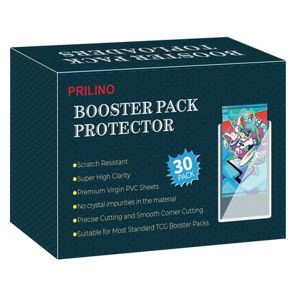 Prilino Booster Pack Protector, Hard Clear Plastic Topload Holders, 30 Pack