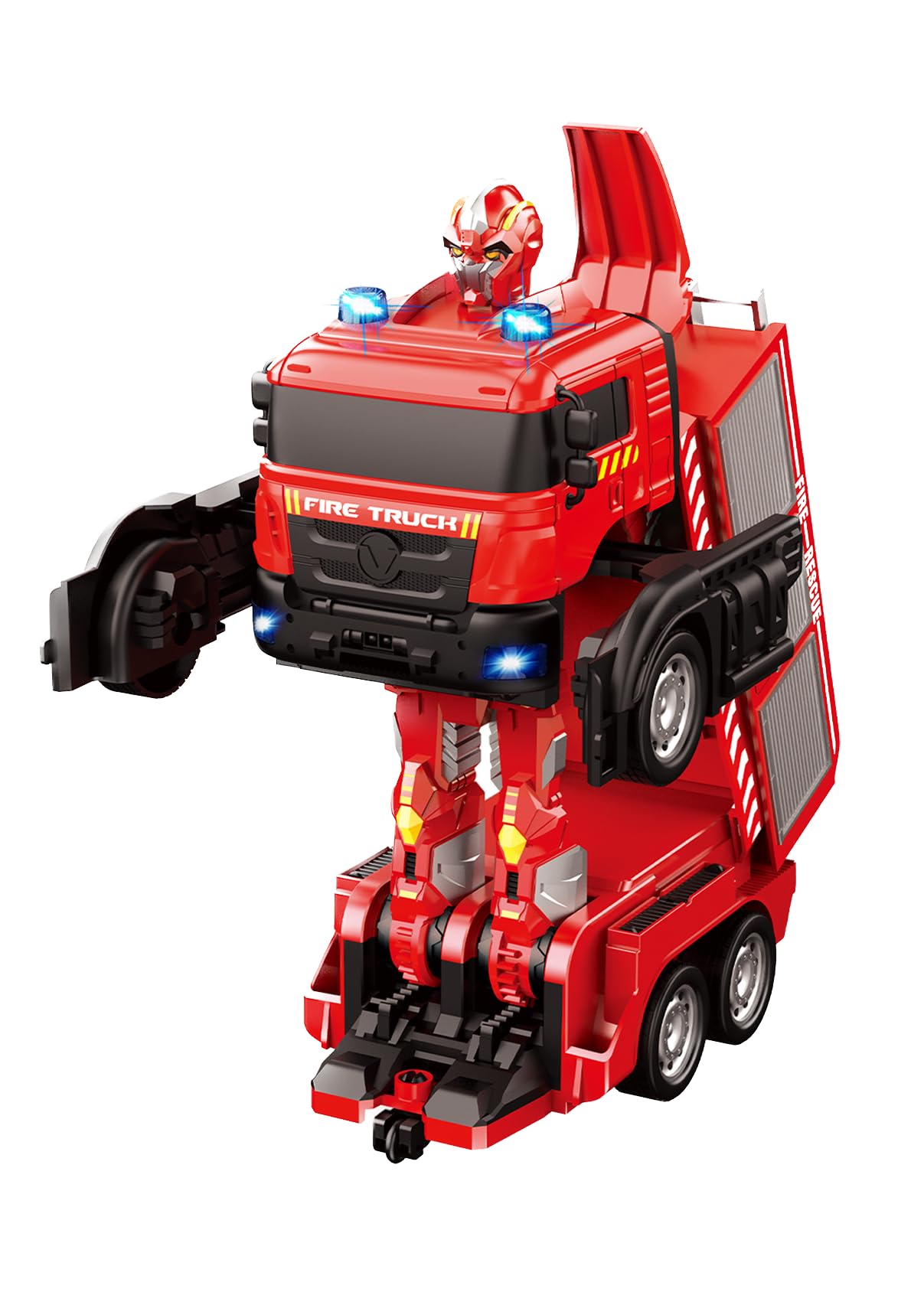 Odyssey Toys Blazin Moto 2 RC Transforming Fire Truck Robot with Water Pump, LED Lights, Rechargeable Battery, Remote Control Firefighter Toy for Kids