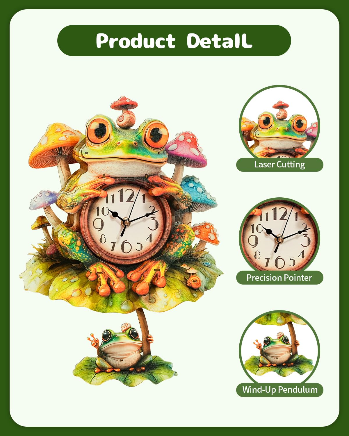3D Wooden Puzzles for Adults, Frog Clock with Pendulum Model Kit, 3D Puzzles for Adults Room Home Decor DIY Wall Clock Kit, Holiday Birthday Christmas