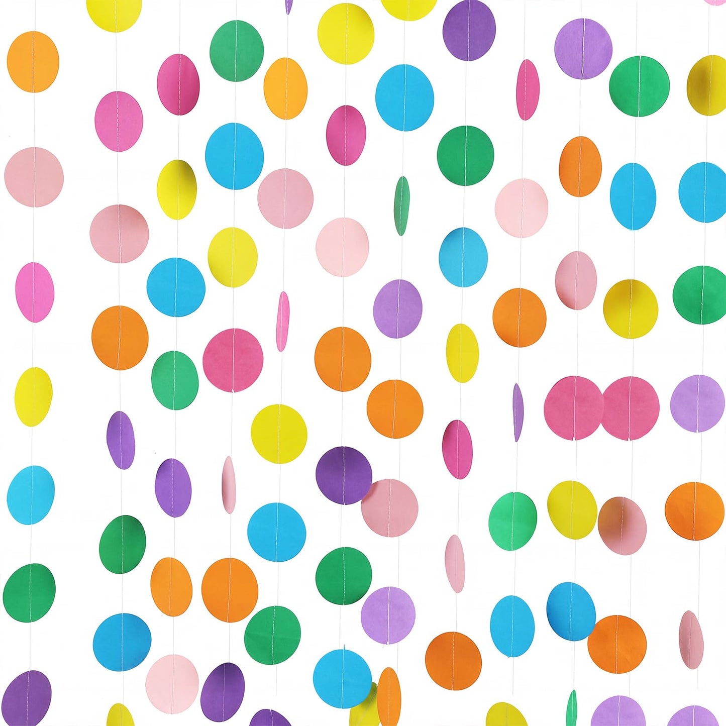 RUBFAC 5pcs Rainbow Circle Dots Paper Garland Party Decorations