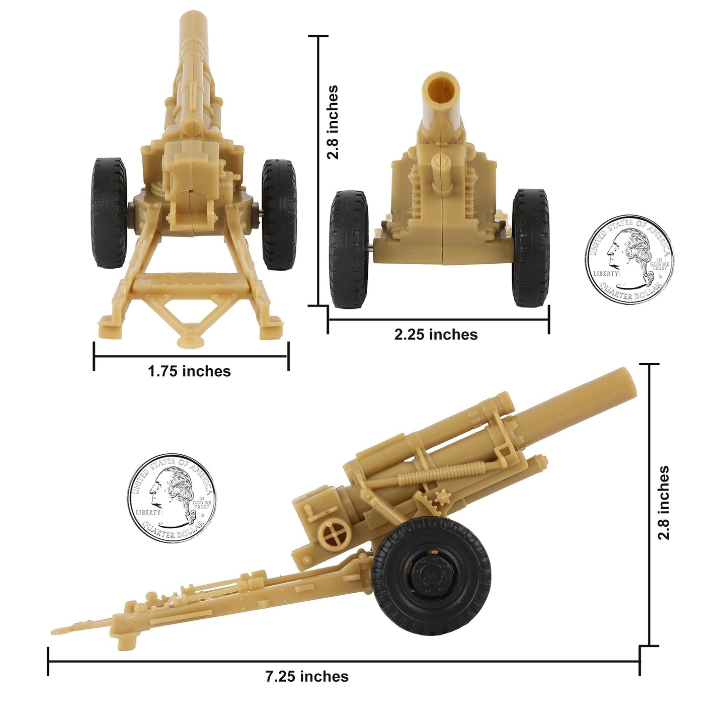 BMC CTS WW2 US Howitzer Artillery & Crew 12pc Tan Plastic Army Men Playset