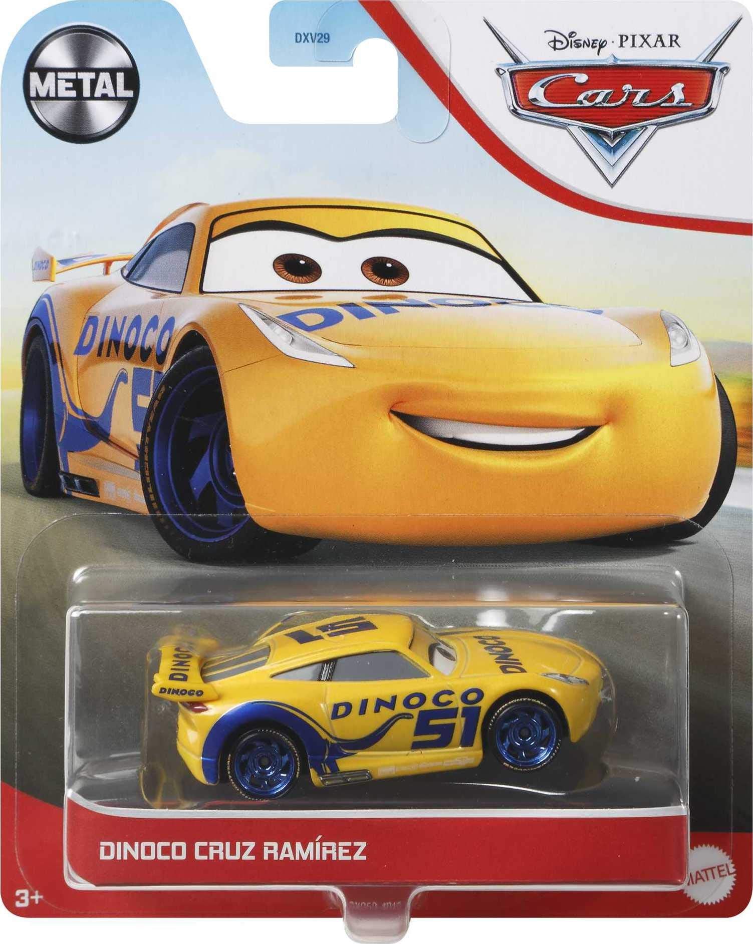 Disney Car Toys Dinoco Cruz Ramirez, Miniature, Collectible Racecar Automobile Toys Based on Cars Movies, for Kids Age 3 and Older, Multicolor