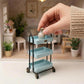 1:6 Scale Dollhouse Miniature Handcart, 3-Tier Rolling Storage Cart with Wheels for Mini Kitchen, Restaurant, Trolley Display & DIY Dollhouse