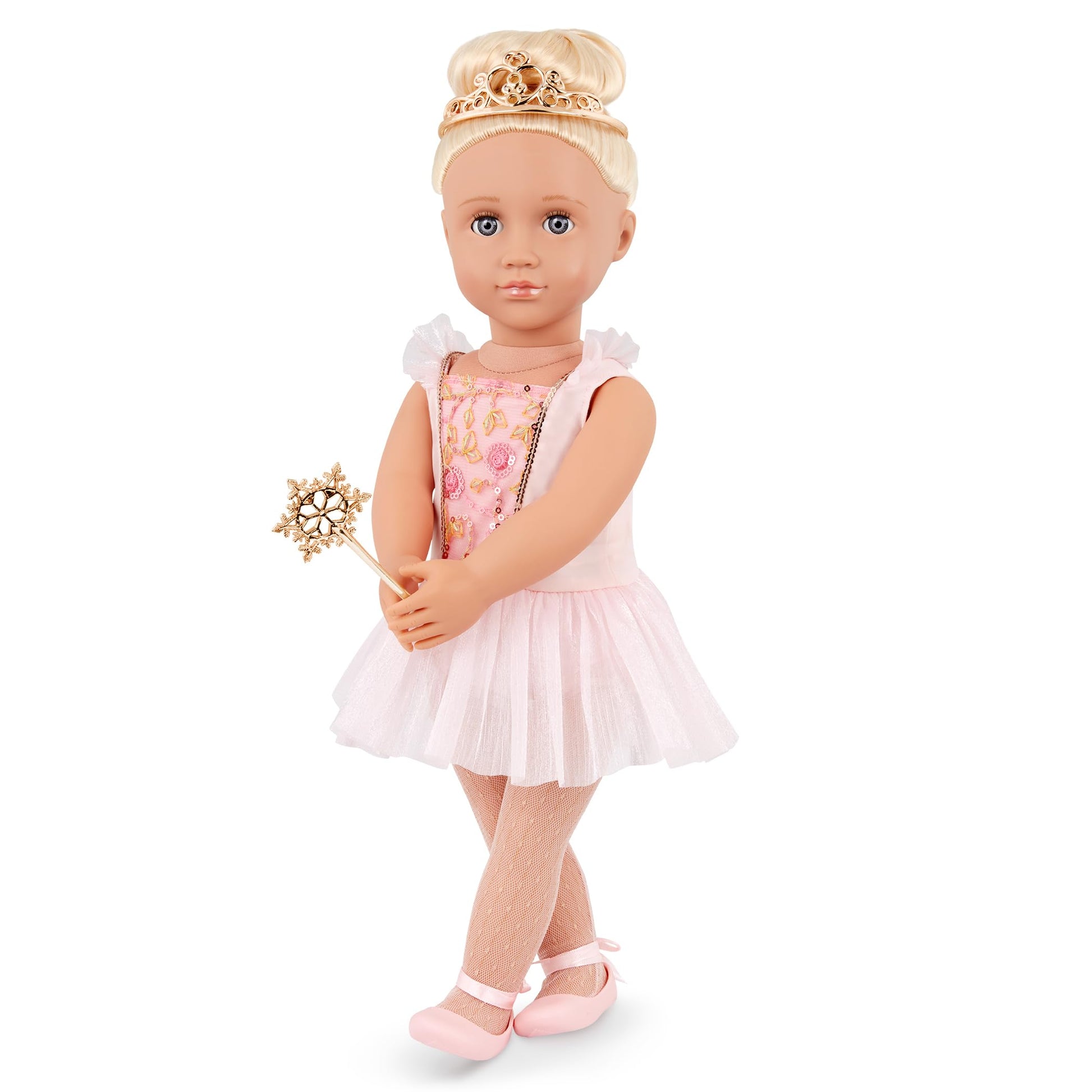 Our Generation - 18-inch Sugar Plum Fairy Doll - Lifelike Blue Eyes & Long Blonde Hair - Pink Ballet Dress, Tiara & Wand Accessories - Pretend Play