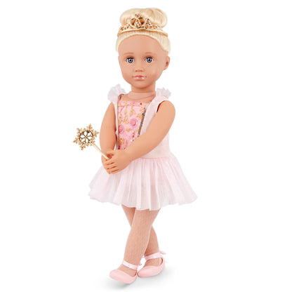 Our Generation - 18-inch Sugar Plum Fairy Doll - Lifelike Blue Eyes & Long Blonde Hair - Pink Ballet Dress, Tiara & Wand Accessories - Pretend Play