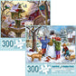 Bits and Pieces - Value Set of Two 300 Piece Jigsaw Puzzles for Adults - Building a Snowman on a Snow Day, Sunrise Feasting - Winter Snow Jigsaw