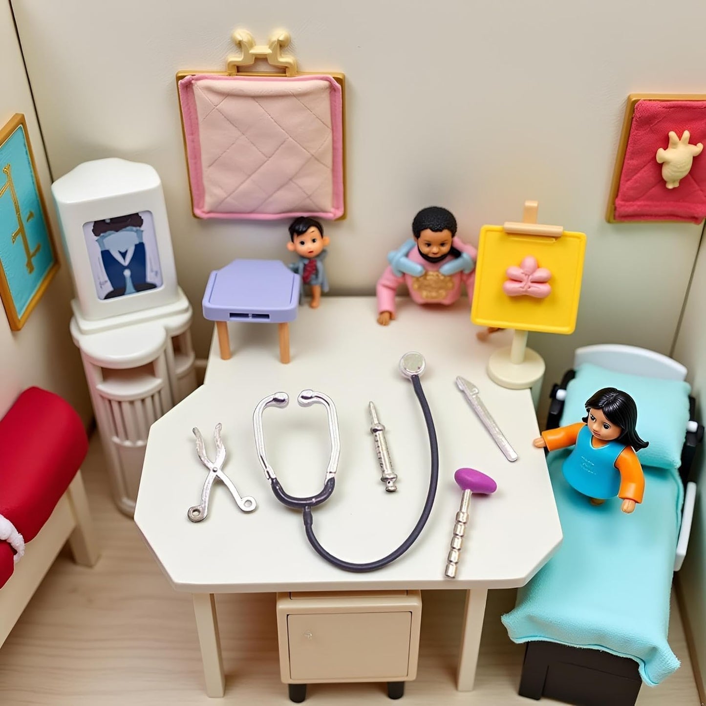 5 Pcs Dollhouse Mini Stethoscope Care Tools Dollhouse Dolls Miniature Garden Kit, Hospital Accessories Set for Miniature House Decoration Dollhouse