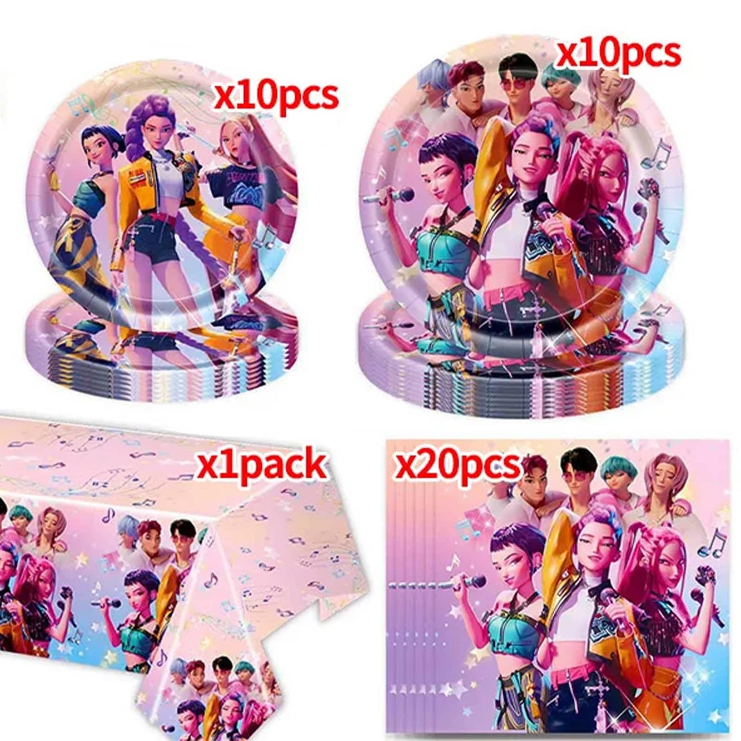 Demon Movie Hunters Party Tableware, 20 Plates and 20 Napkins and Tablecloth71 '' x 42 ''Demon Movie Hunters Party Birthday Party Decorate Supplies
