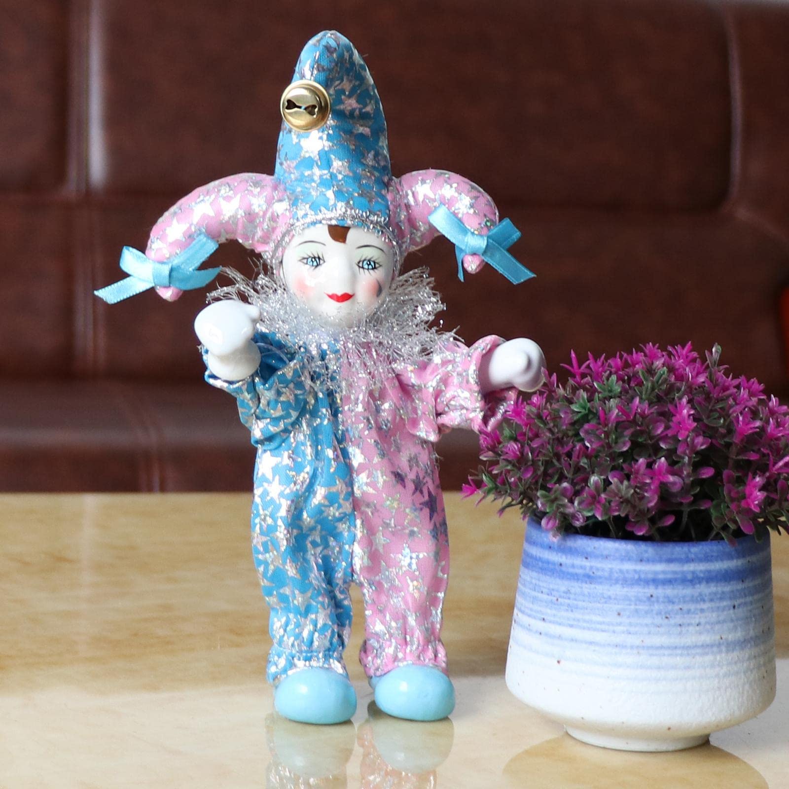 DYNWAVE Fashion Porcelain Dolls Collectible 8inch Height Harlequin Costume, Creative Valentin Gifts for Girlfriend