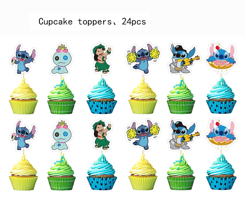 24PCS Cake Toppers Cupcake Toppers Cake Decorations Birthday Party Supplies Decorations