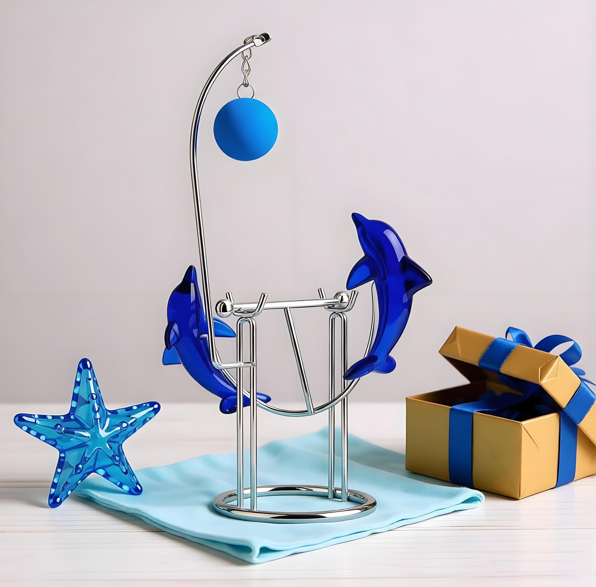 Sunnytech Dolphins Kinetic Art Balancing Decompression Decompressive Science Psychology Home Office Decor Desk Decor (WJ121 HL04 Dolphins Toy)