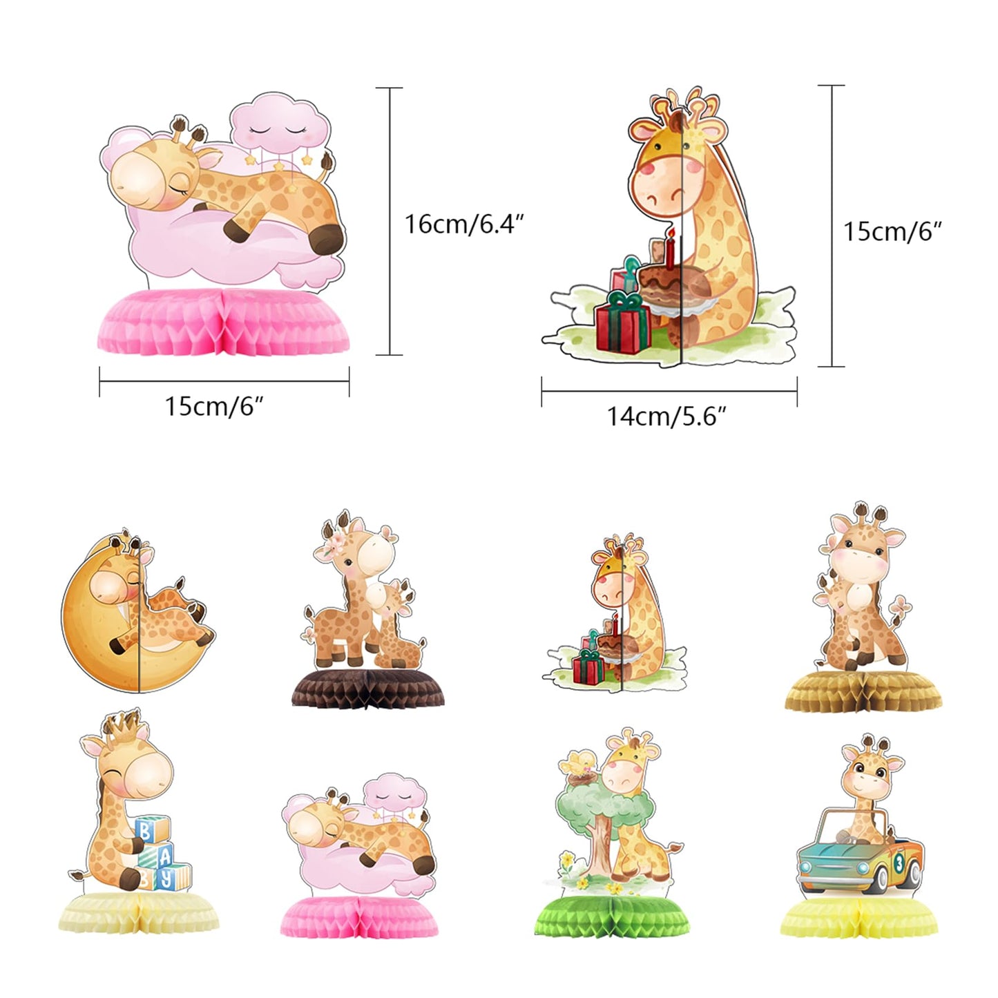 8 Pack Giraffe Honeycomb Centerpieces Jungle Animal Table Centerpieces Giraffe Party Decorations Giraffe Birthday Party Supplies for Giraffe Baby