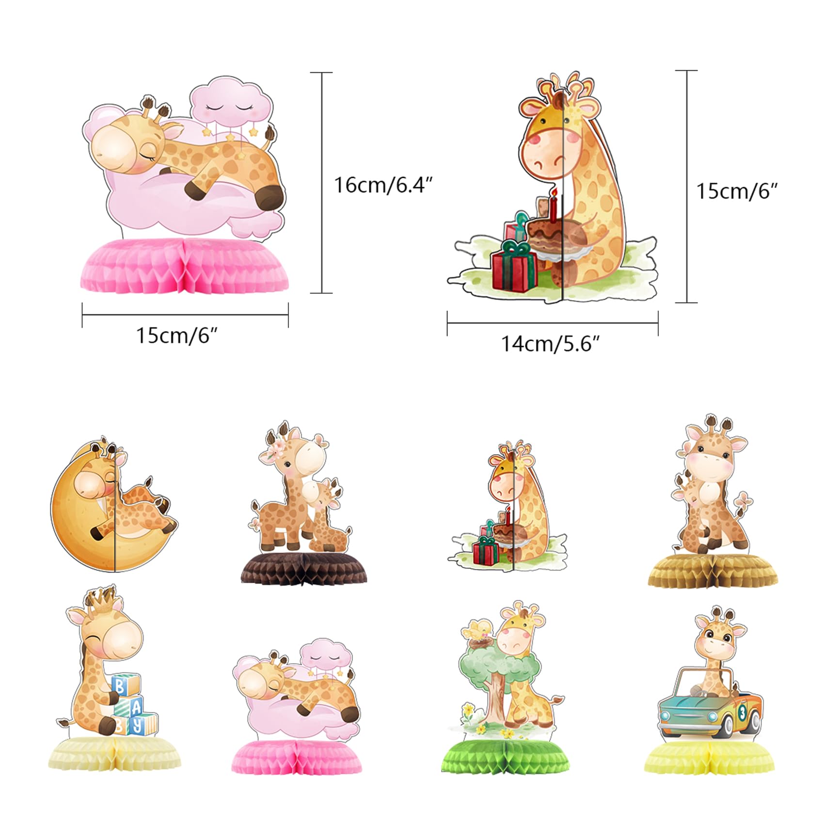 8 Pack Giraffe Honeycomb Centerpieces Jungle Animal Table Centerpieces Giraffe Party Decorations Giraffe Birthday Party Supplies for Giraffe Baby