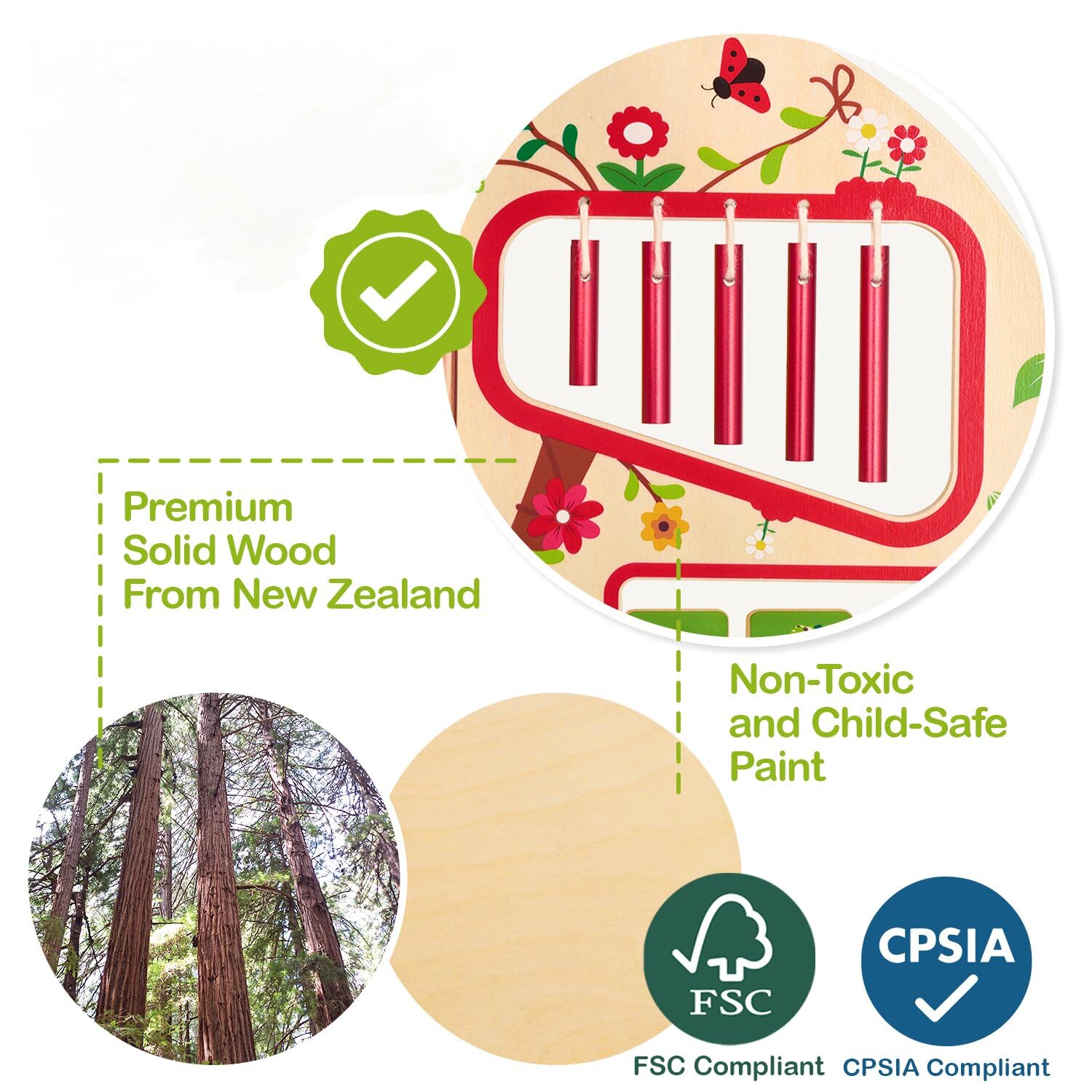 Monläurd® Montessori Wooden Tree Activity Center, Sensory Table & Busy Board for Toddlers 1-3, 4-Season Learning Activity Cube for Playroom & Daycare