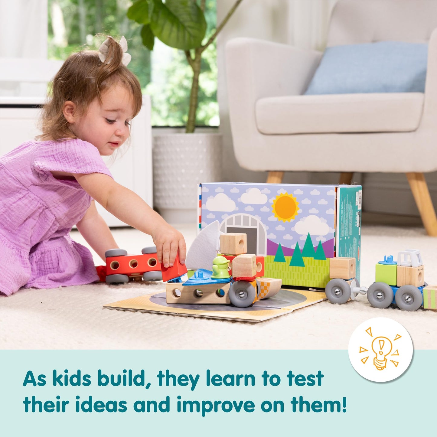 Melissa & Doug Blockables Vehicles Connectable Wooden Blocks