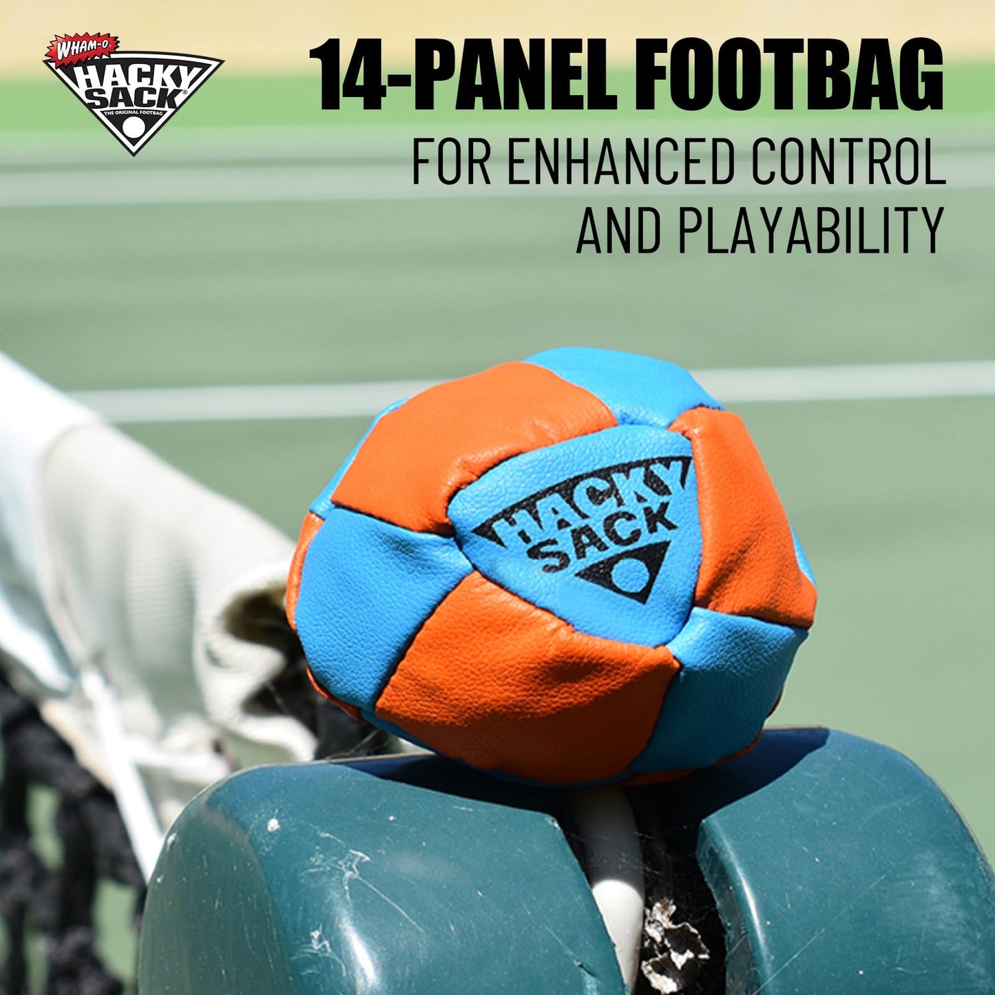Wham-O Striker Hacky Sack 2.25" Footbag and Impact Hacky Sack 1.9" Foot Bag, for Beginners, Portable Lightweight (Orange)